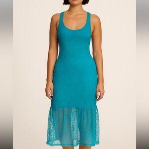 ASOS Teal Turquoise Lace Overlay Dress